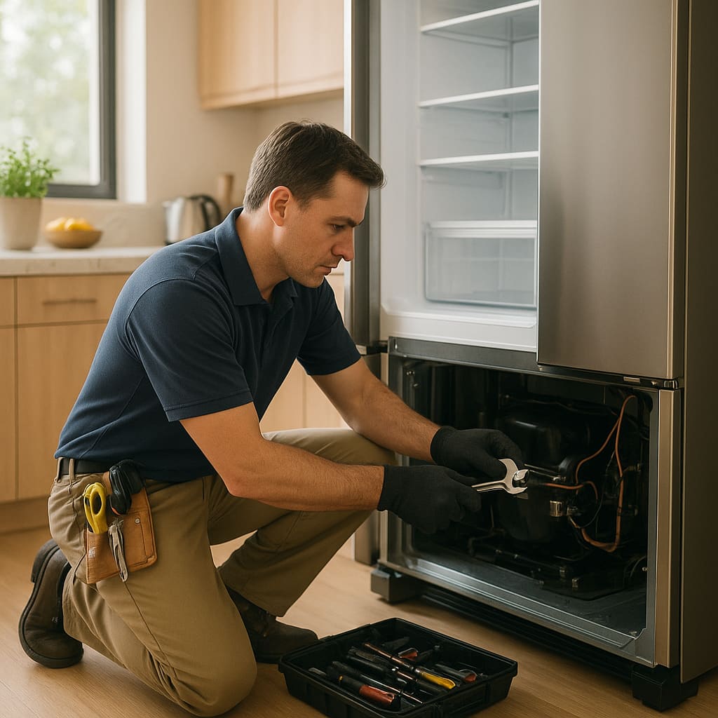 Techniker repariert Kühlschrank